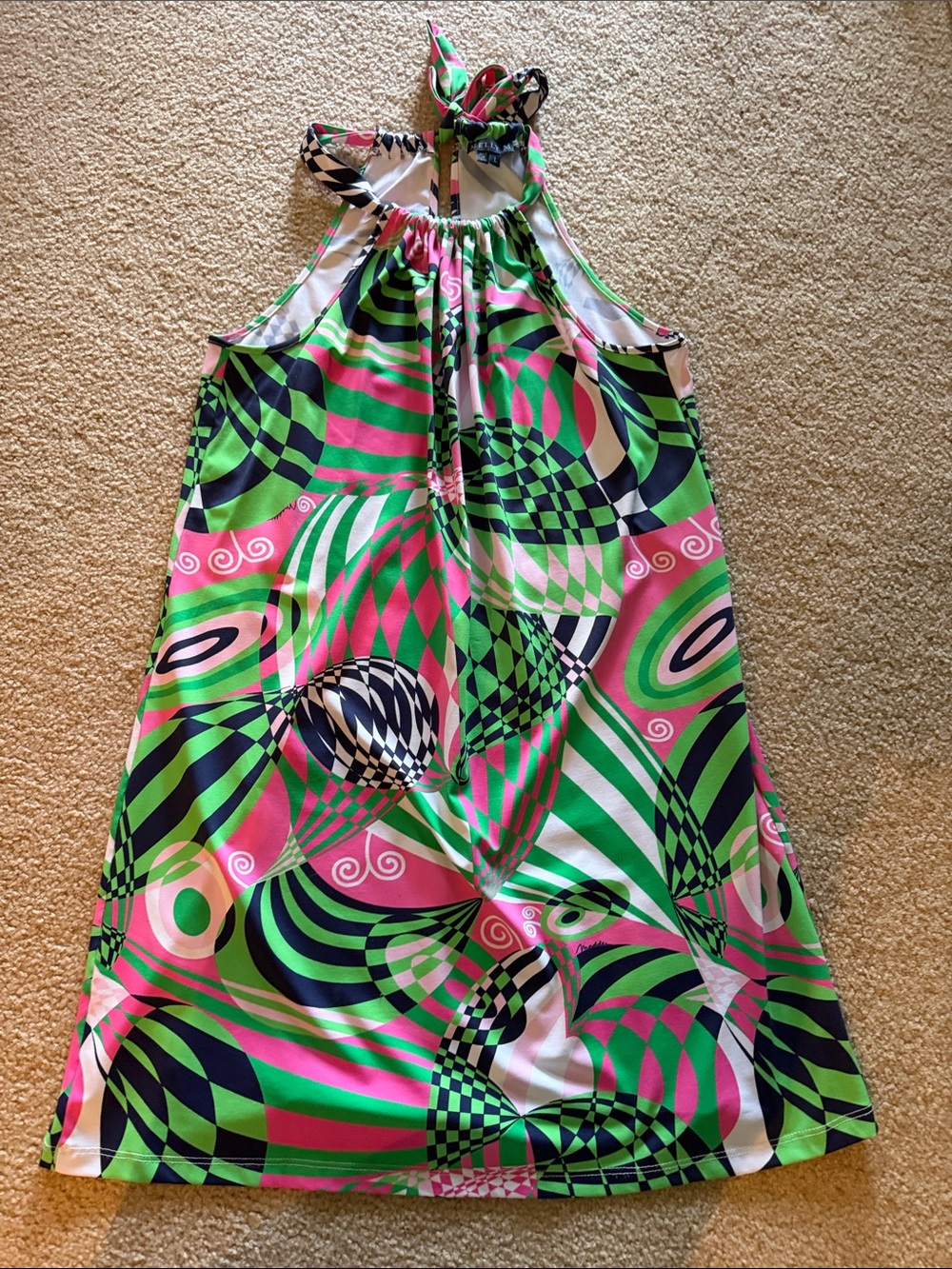 Melly M Pink, Green & Navy Halter Dress